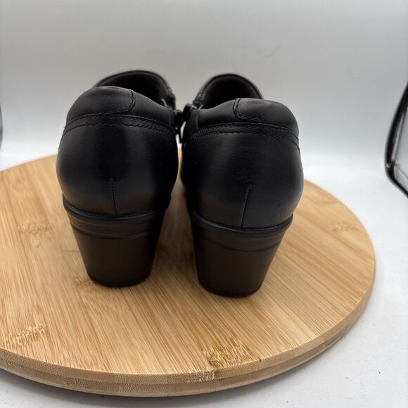 Clarks Women's Emslie Boot Size 9.5 Block Heel Bootie Shootie Black Leather - Picture 5 of 11